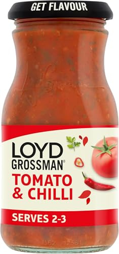 Loyd Grossman Italian Tomato & Chilli Sauce, 350 g Jar (6-Pack) | Medium Heat, Vegetarian Friendly, Authentic Italian Flavours, Versatile for Cooking, Convenient Jar for Easy Storage