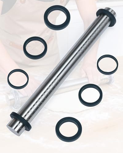 Acual Nudelholz Edelstahl,Teigroller Verstellbarer,Antihaft Nudelhölzer40cm
