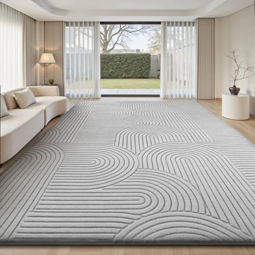 Treeboy Teppich Wohnzimmer 160X230cm Grau Großer Teppiche Schlafzimmer Rug | Kurzflor Flauschig Wohnzimmerteppich Waschbar Großer Teppiche Gegend mit Rutschmatte Kinderzimmer 3D Organische Form Rug
