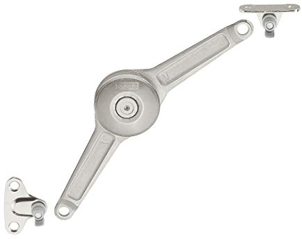 Gedotec Ferrure d'Abattant | DUO | Charnière d'abattant pour hauteur d'abattant : 200-500 mm | 1 Pièce - Support de couvercle pour coffres & abattants | Acier Nickelé Mat | Support d'abattant meubles