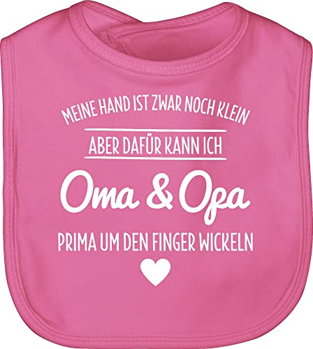 Baby Lätzchen - Sprüche - Oma und Opa um den Finger wickeln Großeltern - Unisize - Pink - geschenke zur geburt lustige babysachen spruch omas babylätzchen babykleidung lustig spruche oma/opa