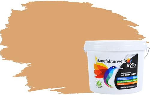 RyFo Colors Bunte Wandfarbe Manufakturweiß Amaretto 3l - weitere Braun Farbtöne und Größen erhältlich, Deckkraft Klasse 1, Nassabrieb Klasse 1