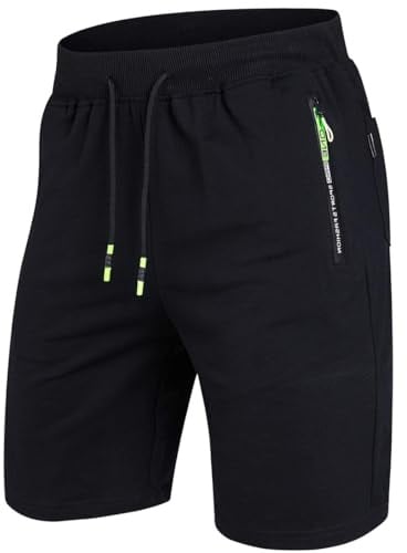 Tansozer Mens Casual Sports Shorts with Elastic Waist Zipper Pockets