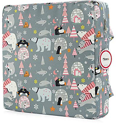 Zicac Portable Réhausseur Coussin de Siège Chaise Haute avec Boucle de Sécurité pour Repas Voyage de Bébé Bambin Enfant Tout-Petit Motif de Cartoon Animaux Coloré (Animal Gris)