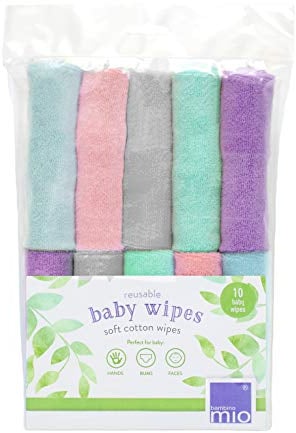 Bambino Mio, wiederverwendbare Baby-Feuchttücher - Basic - umweltfreundlich, frei von Chemikalien, doppelseitig, waschbar, 10er-Packung, Cloud - Verpackung kann variieren