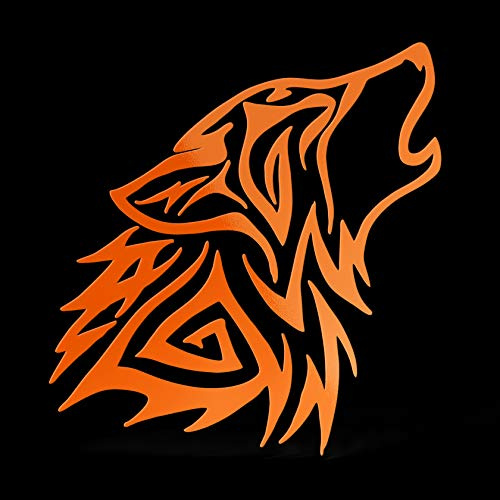 Erreinge Aufkleber Wolf Tribal orange Fluo Recht Schriftzug In PVC-Wandwand-Aufkleber für Helm Auto Moto Camper Laptop - 15 Cm