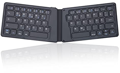 Perixx PERIBOARD-805 Ergo, Bluetooth 5.1 Faltbare ergonomische Tastatur, Ultra-dünnes tragbare Falt-Tastatur, Dunkelgrau, DE QWERTZ Layout