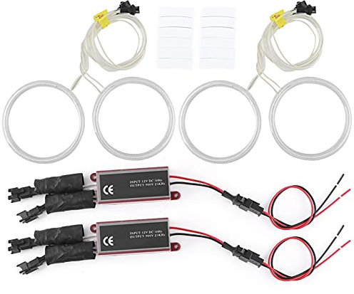 Faro, Qiilu Angel Eyes Halo Rings, 4pcs Coche Blanco Angel Eyes Faros Delanteros LED Halo Anillos 106mm / 4.2in Montaje Apto para E46 Ci