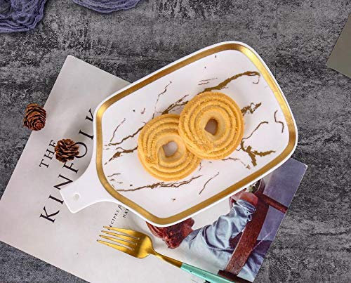 Zellerfeld Trendmax Sunum Tabagi Saladier en porcelaine Motif marbre Env. 27 x 20 cm