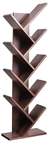 jbshop Bücherregal Raumteiler 8-stöckige Boden-to-Decke Baum-förmige Bücherregal-Büro Freistehendes Bücherregal Lagergestell Home Display-Regal Rustikal braun Büroregal Aktenregal Ordnerregal