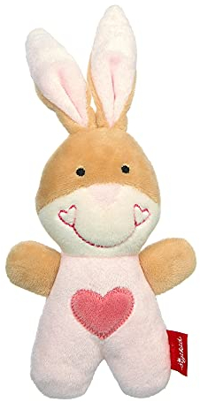 SIGIKID 42804 Rassel Hase Red Stars Mädchen Babyspielzeug empfohlen ab Geburt rosa/beige
