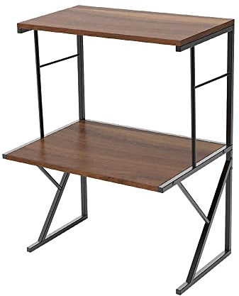 NICEME Countertop Microwave Rack Storage Shelving Unit, Small Oven Shelf Microwave Stand, Printer Stand for Desktop Storage Organizer (Walnut, 3 tiers)