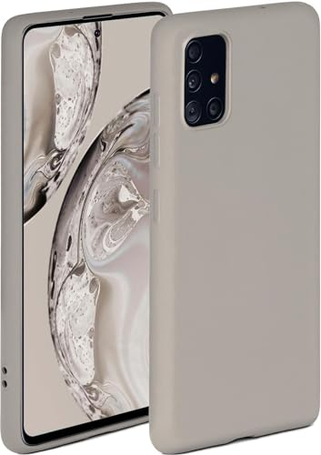 ONEFLOW Soft Case für Samsung Galaxy A51 Hülle aus Silikon mit Kameraschutz, Silikonhülle mit erhöhtem Schutz fürs Display, Backcover Schutzhülle, weiche Handyhülle, Taupe