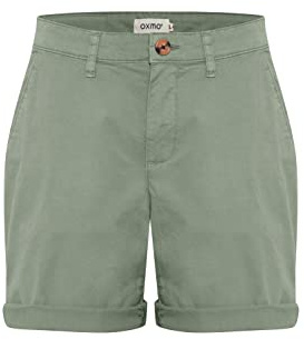 OXMO OXCharline Damen Chino Shorts Kurze Hose Baumwollmischung Regular Fit, Farbe: Seagrass (166008), Größe: 42