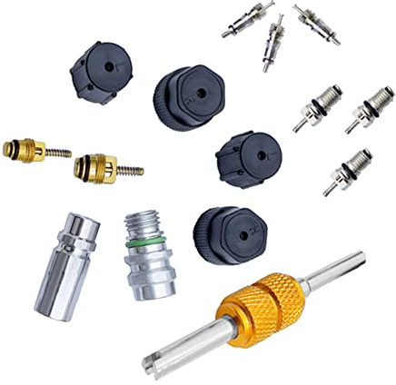 TOTMOX 15pcs R12 R134A Kit de noyau de valve de climatisation de voiture adapté à la plupart des automobiles, noyaux de valve de climatisation étanches résistants à la corrosion par l'huile d'impact