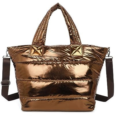 OBC XXL Damen Tasche Nylontasche Shopper Schultertasche Umhängetasche Beuteltasche Handtasche Weekender Reisetasche Shopping Bag Bronze