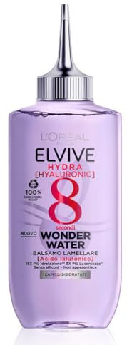 L'Oréal Paris Balsamo Lamellare Elvive Wonder Water Hydra Hyaluronic, Per Dare Lucentezza a Capelli Disidratati, Senza Siliconi, 200 ml