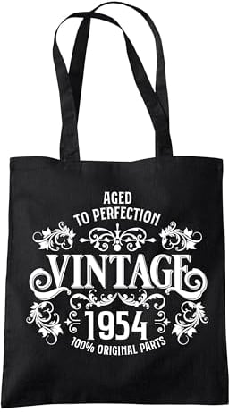 Dead Set Studio 70th Birthday Gifts For Women, Vintage 1955 70th Birthday Gift Bag, Women's 70th Birthday Presents, 70th Gifts Wrapping Alternative, 70th Gift For Her BLACK