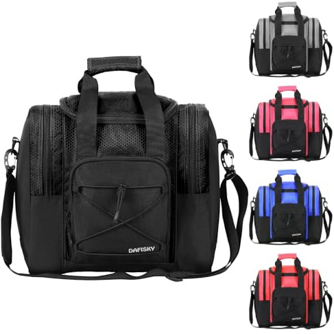 DAFISKY Bowlingballtasche für Einzelball – Bowlingtasche für 1 Ball und Schuhe mit gepolsterter Halterung, 2 Taschen, passend für Männer und Frauen Bowlingschuhe bis Herrengröße 42