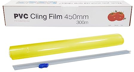 18 Jumbo Cling Film with Cutter Box 450mm x 300M | Strong and Reliable for Wrapping Sealing Preserving Food | Extra-Wide Plastic Food wrap for Catering and Commercial Use