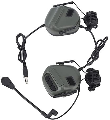 GLOGLOW Ear Protection Headset, Helmet Style Noise Reduction 360 Degree Rotation Folding Soundproof Cotton Flexible Shooting Headset with Microphone(Green)