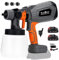 Roleader Cordless Fence Paint Sprayer 500W, 1000ml, 3 Spray Patterns and Adjustable Valve, Paint Spray Gun for Fencing and Decking, Electric Paint Sprayer Kit (with 2 Battery)