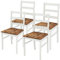 HOMASIS 4 teiliges Esszimmerstuhl Set, Küchenstühle mit Rückseiten, Essstühle für Esszimmer, Küche, Wohnzimmer, 39,5 x 35 x 85,5 cm, Braun & Weiß (4 Stühle)