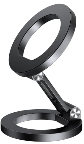 elitehood Magsafe Phone Stand, Dual Magnetic Mobile Phone Stand for Desk, Adjustable & Foldable Portable Travel iPhone Holder for Desk, Wall, Mirror, Gym, Fits for All Phones