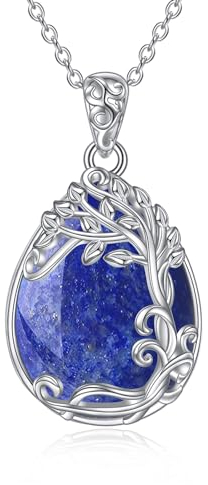 YAFEINI Baum des Lebens Lapislazuli Kette 925 Sterling Silber Lebensbaum Anhänger Halskette Schmuck für Damen Mädchen (GG-Baum des Lebens Lapislazuli Kette)