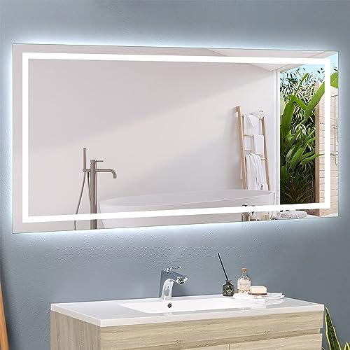 Acezanble LED Badspiegel Lichtspiegel,160x80cm LED Spiegel Wandspiegel mit Wandschalter Beschlagfrei,Badezimmerspiegel mit Beleuchtung Kaltweiß 6000K energiesparend Modell-26
