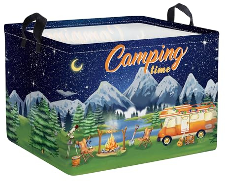 Clastyle Schwarz Nacht Camping im Freien Würfel Aufbewahrungskorb für Outdoor Wohnwagen Schwarz Rechteckig Kleidung Lebensmittel Aufbewahrungsbox, 40x30x30 cm