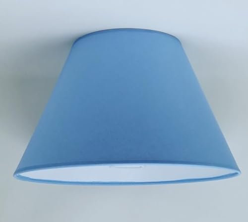 35 cm Lampenschirm, Kegel, Baumwollstoff mit weißer PVC-Rückseite, handgefertigtes Produkt, für Tischlampe, Stehlampe (Hellblau)