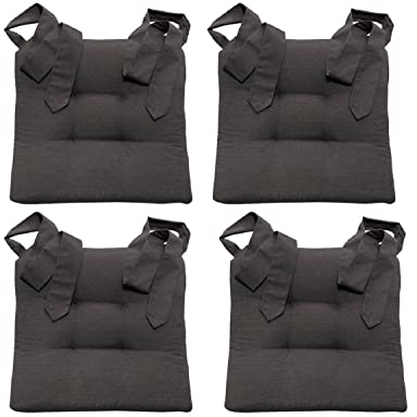 MAGMA Fino Stuhlkissen Sitzkissen Schleifenband Auflage Polster Stuhl Stuhlauflage Rattanstühle extra dick Esszimmerstühle 4er Set Indoor Outdoor (Anthrazit)