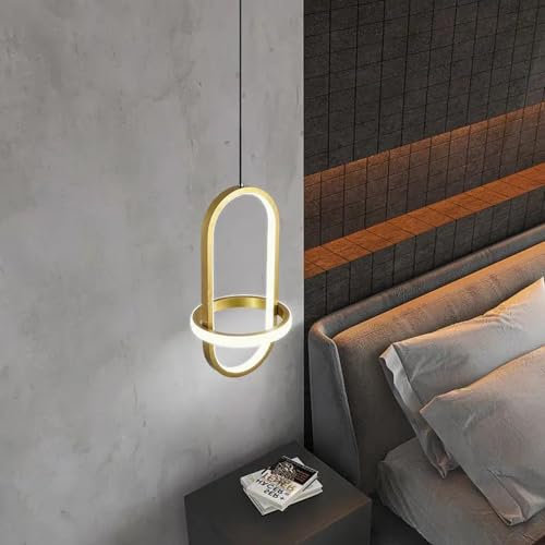 Mengjay LED Hängeleuchte esstisch Pendelleuchte dimmbar pendellampe höhenverstellbar Moderne Hänge lampe für büro esszimmer Arbeitszimmer Wohnzimmer Küche leuchte (Gold)