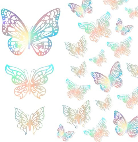 Schmetterlinge Deko,Schmetterling,3D Schmetterlinge Für Die Wand,Wandtattoo Blumen,Decoration Aesthetic,Deko Mädchenzimmer,Wandaufkleber,Tortendeko Schmetterling,Deko Wand,Phantom Silber 24 Stück