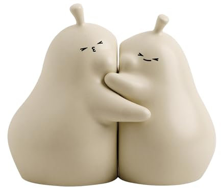 MINGZHE Serre-Livres en Forme de Poire en Céramique Blanche Vanille, Mignons Serre-Livres Décoratifs pour étagères, Support de Livre, Bouchon pour étagère, Bureau, Décoration(Glace Vanille-S)