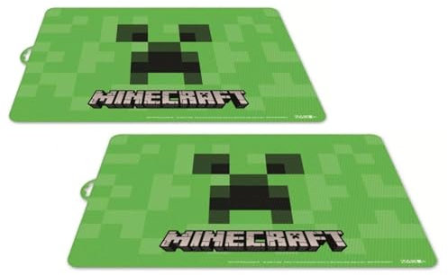 2 Stück Kompatibel zu Pixelgame Minecraft Tischunterlage Platzdeckchen Malunterlage Knetunterlage Eßunterlage (Grün)