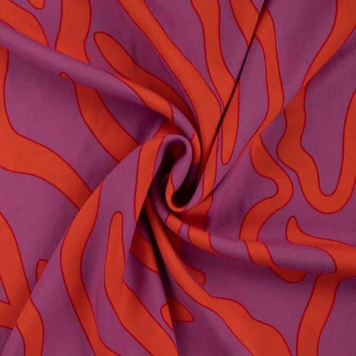 Viskose, grafische Musterung Lila/Orange, 50 cm