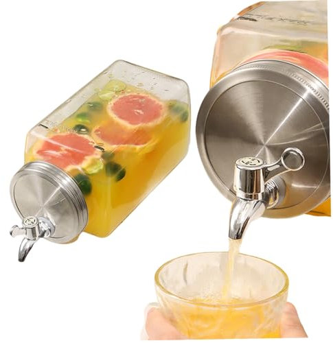 Dispensador de bebidas para nevera Dispensador de bebidas de vidrio 3L con dispensador de bebidas frías para bebidas frías, fuentes de agua de enfriadores