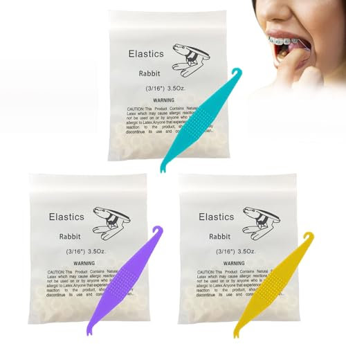Zähne Gummiband, 300 Stück Kieferorthopädische Elastische, Kieferorthopädische Elastiken mit 3 Stück Platzierer, 3/16 Zoll kieferorthopädische Gummibänder für Zahnlücken, Zahnspangen, Krumme Zähne