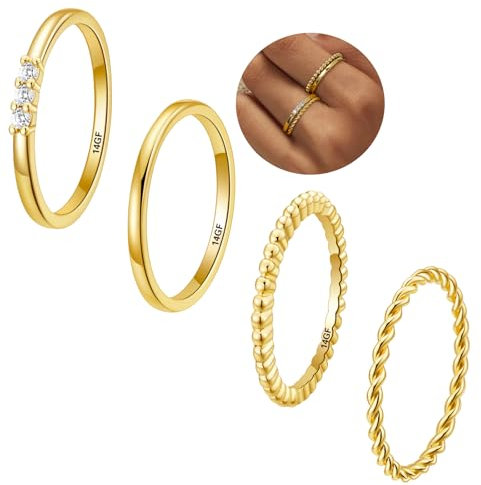 Rajputana14k Gold gefüllt überzogene Gold Ringe für Frauen Nicht Anlaufen, zierliche stapelbare Daumen Ringe für Frauen, Band wasserdichte Größe 62