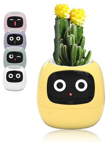 Pots de Fleurs intelligents,Pot de Fleurs Intelligent numérique avec 5 Types d'interaction gestuelle, Pot de Fleurs Intelligent avec contrôle par Application,Rappel d'arrosage,Support pour 36 Types