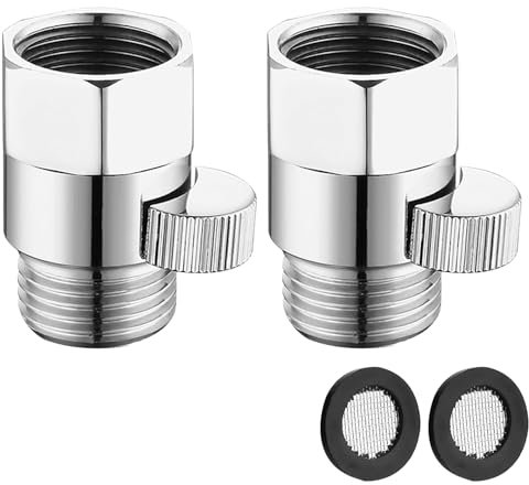 GERUI 2 Stück Duschkopf Absperrventil 1/2 Zoll Wasserstopper Dusche Ventil Duschstopp Wasserverteiler Brause Ventil mit Griff für Dusche Head Handbrause Universal Ersatzteil poliert chrom (Mit Dichtun