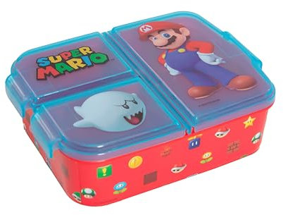 BRICOMIRAS Contenitore per il pranzo dei bambini per scuola e ricreazione, ideale per spuntini nel parco, per bambini e ragazze (Super Mario-)