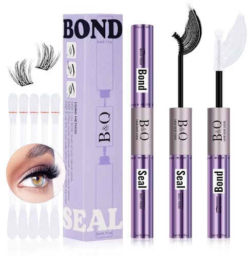 B&Qaugen Bond and Seal 10ml Waterproof 72 Hour Strong Hold 2 in 1 Lash Glue and Bond for Wispy DIY Lash Clusters