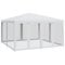 vidaXL Partyzelt, Pavillon mit 8 Mesh-Seitenteilen, Gartenpavillon für Party Hochzeit, Festzelt Gartenzelt Eisengestell Wasserfest UV-beständig, Weiß 4x4m HDPE