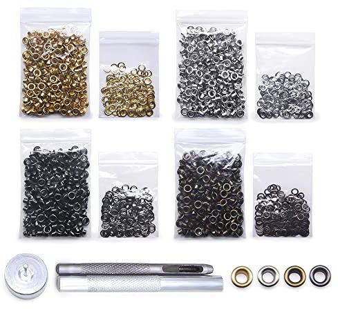 Jamsinmu Grommet Tool Kit 800 Sets Grommet Einstell Werkzeug mit Ösenzange Ösenwerkzeug Set für Leder Leinwand Plane Zelt 100# inner 3mm
