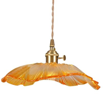 perfk Lampe Suspendue Moderne en Verre à Fleurs, luminaires Suspendus, esthétique, lumière Robuste, Orange
