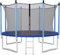 KLYDBMYT Mini-Trampolin, faltbares Trampolin, runde Trampoline mit 8 Fuß, 10 Fuß und 12 Fuß, mit Sicherheitsnetz, Leiter, gepolsterten Stangen