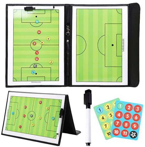 MZSX Fußball Trainer Taktische Tafel, Fußball Taktische Magnetische Strategietafel, Faltbares Fußball Taktik Strategie Notizbuch, Mit Stift und Spielfiguren, Tragbare Fußball Strategie Tafel